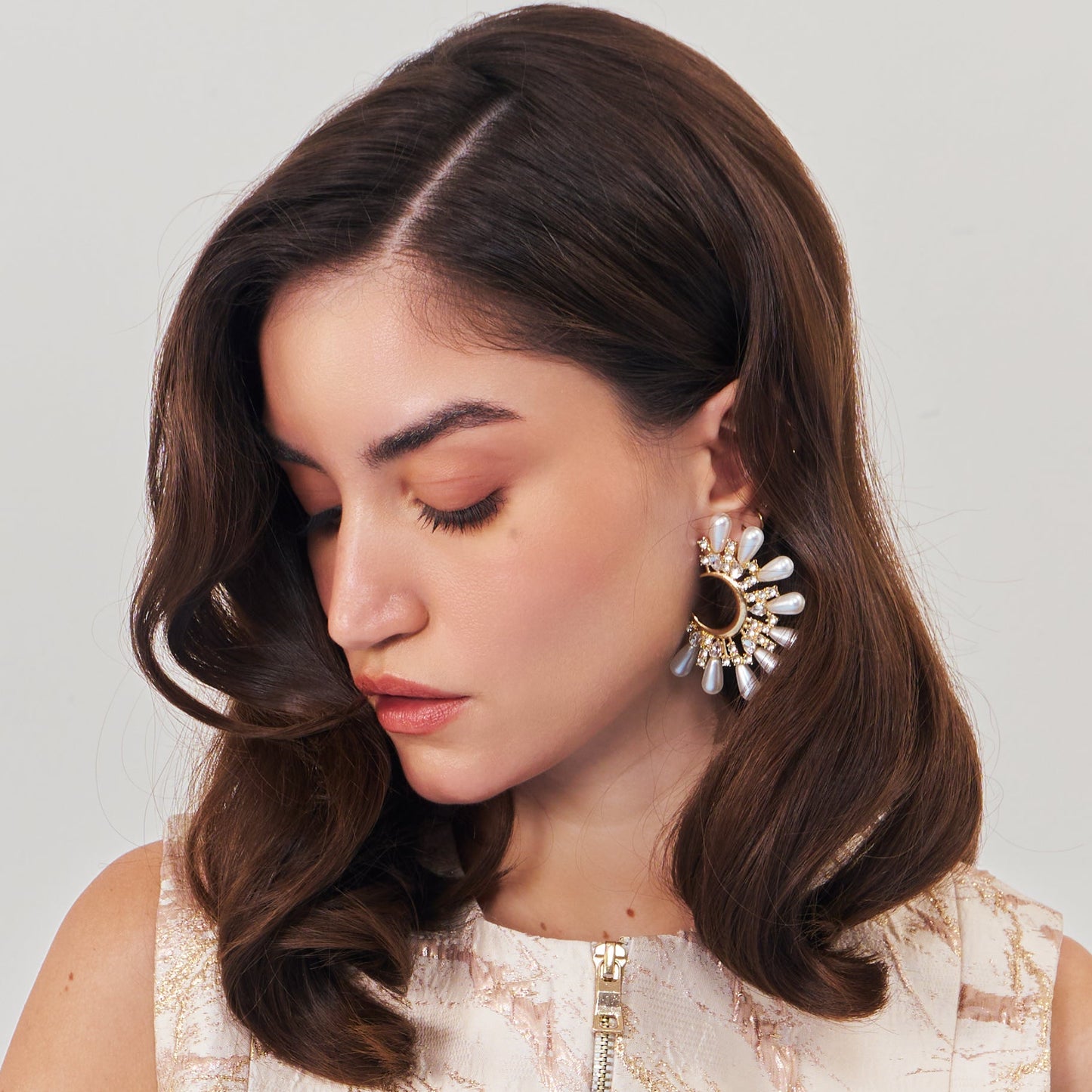 Celeste Pearl & Rhinestone Metal Studs