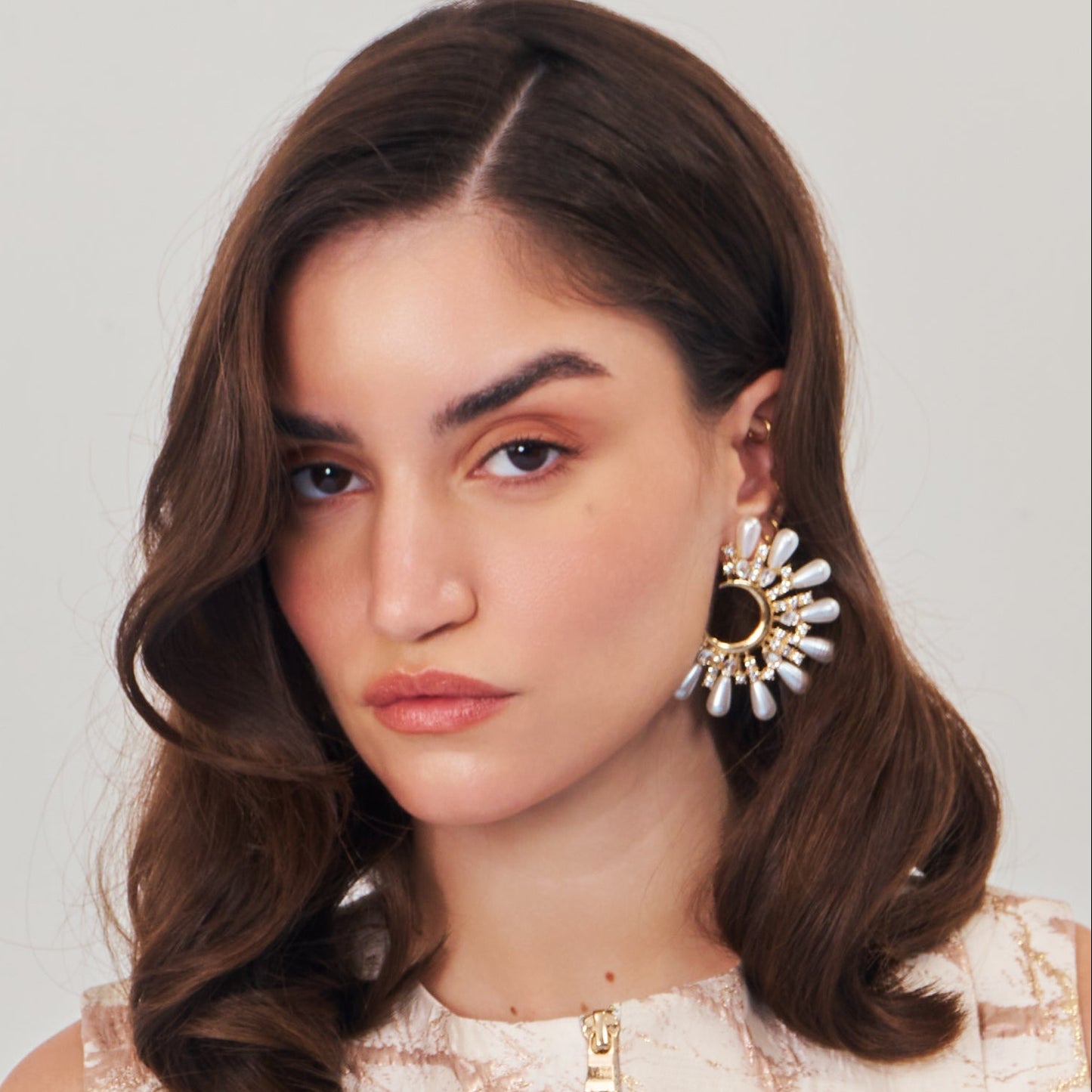 Celeste Pearl & Rhinestone Metal Studs