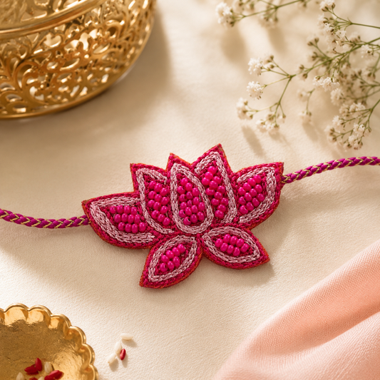 Lotus Handmade Beaded Rakhi