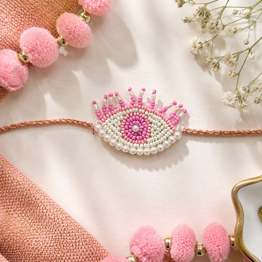 Rakshak Pink Handmade Beaded Rakhi