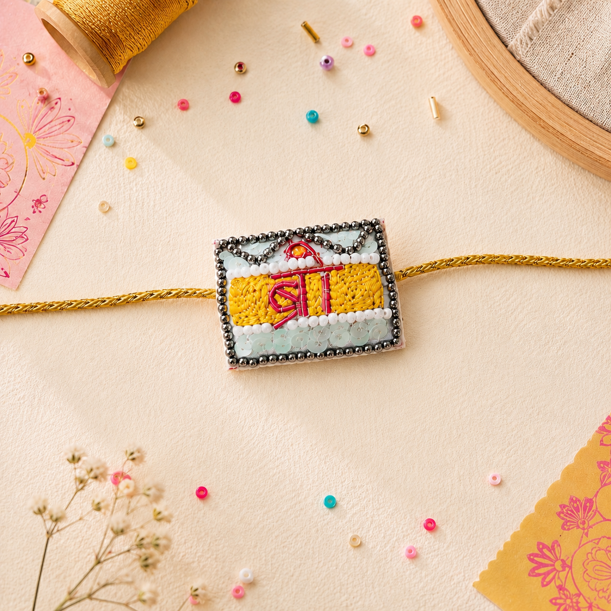 Bro Bhabhi Handmade Beaded Rakhi