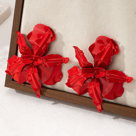 Red Wild Flower Earrings