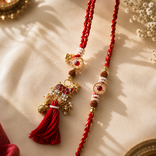 Saanjh Bhai-Bhabhi Rakhi & Lumba Set
