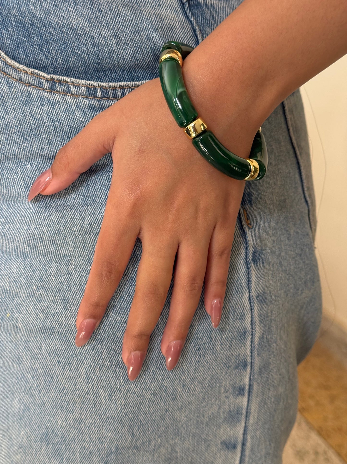 Green Viral Retro Acrylic Bracelet Set