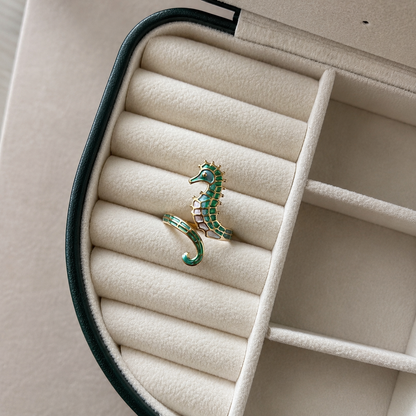 Green Seahorse Ring