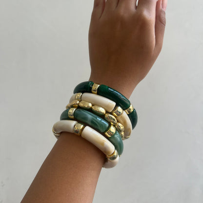 Rebel Kid Stack of 4 Retro Acrylic Bracelets + 1 Complimentary Gold-Tone Bracelet (PRE ORDER)