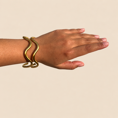 Wavy Handmade Brass Bangle