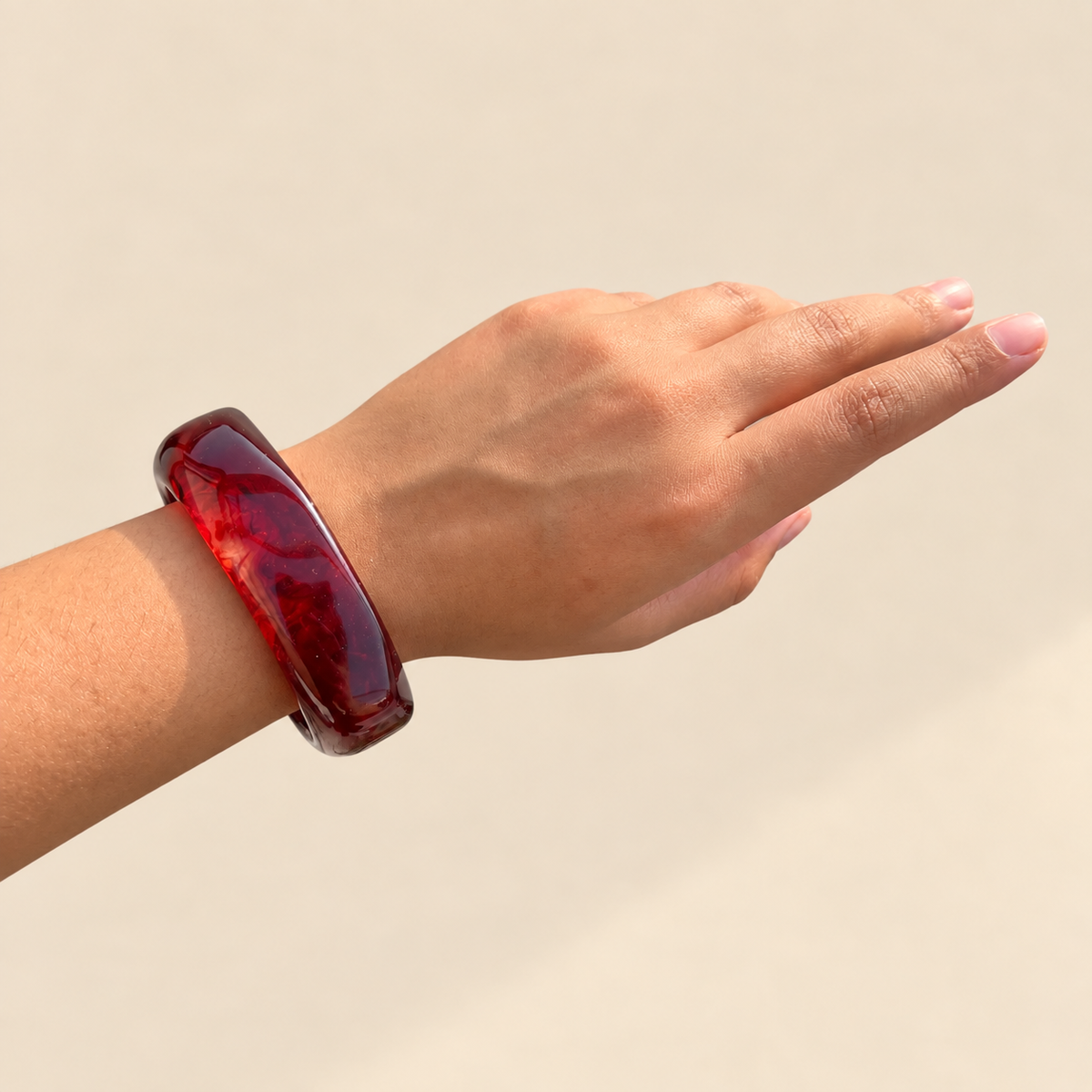Red Square Resin Bangle