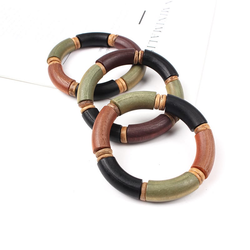 Earthly Wooden Bead Bracelet (Single)