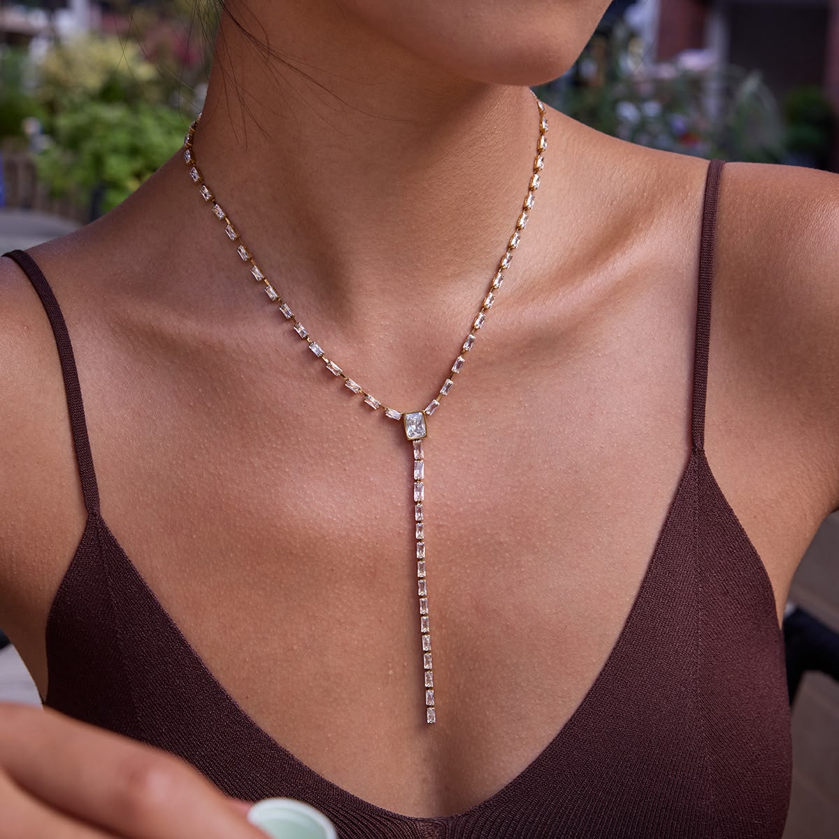 Crystal Y Drop Neckpiece