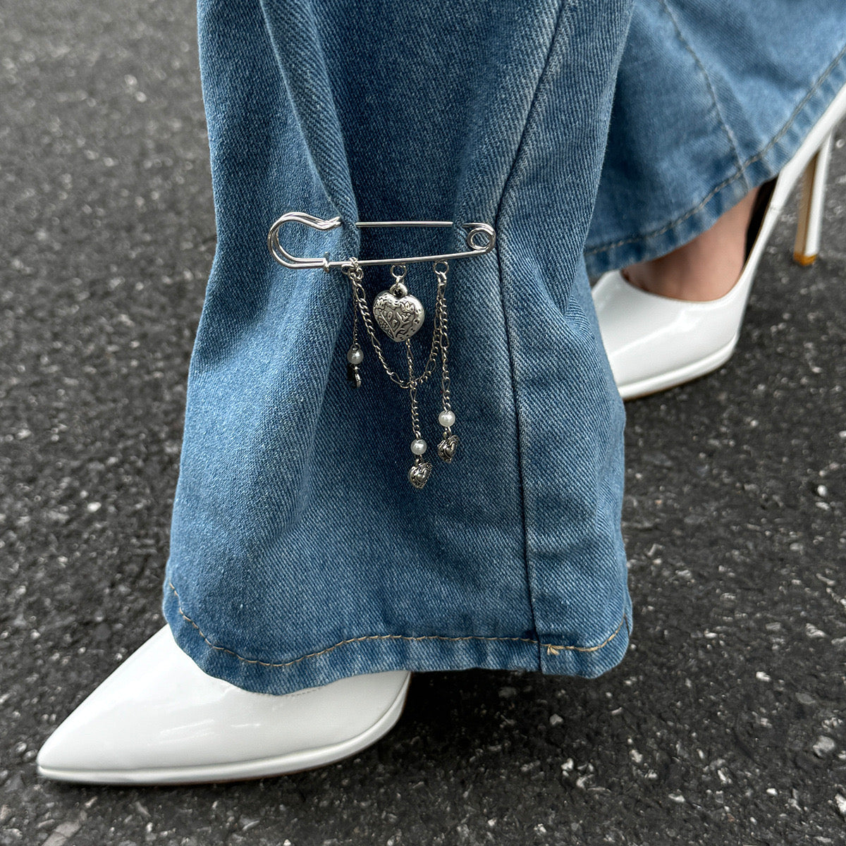 Chrome Heart Chain Safety Pin Brooch