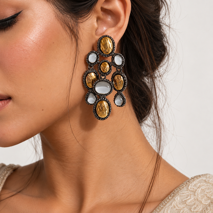Golden Mosaic Drop Earrings
