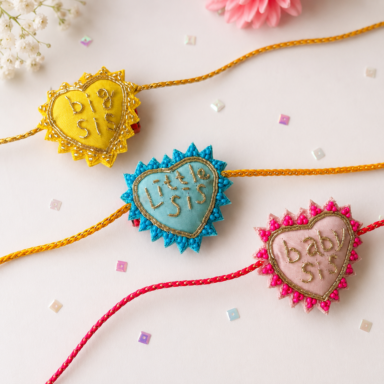 Sisters Heart Handmade Beaded Rakhi