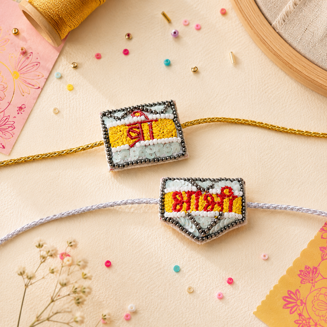 Bro Bhabhi Handmade Beaded Rakhi