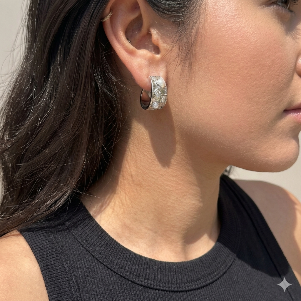 CEO Textured Gem Hoops
