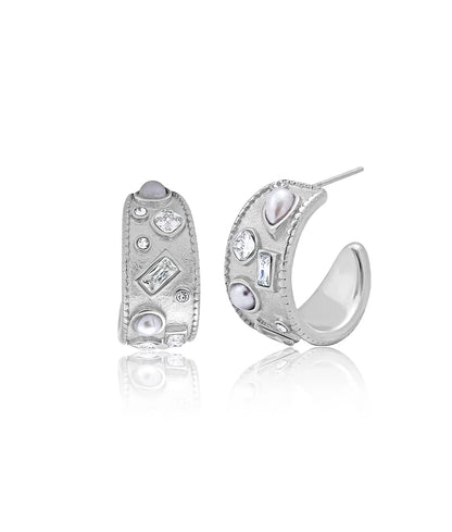 CEO Textured Gem Hoops