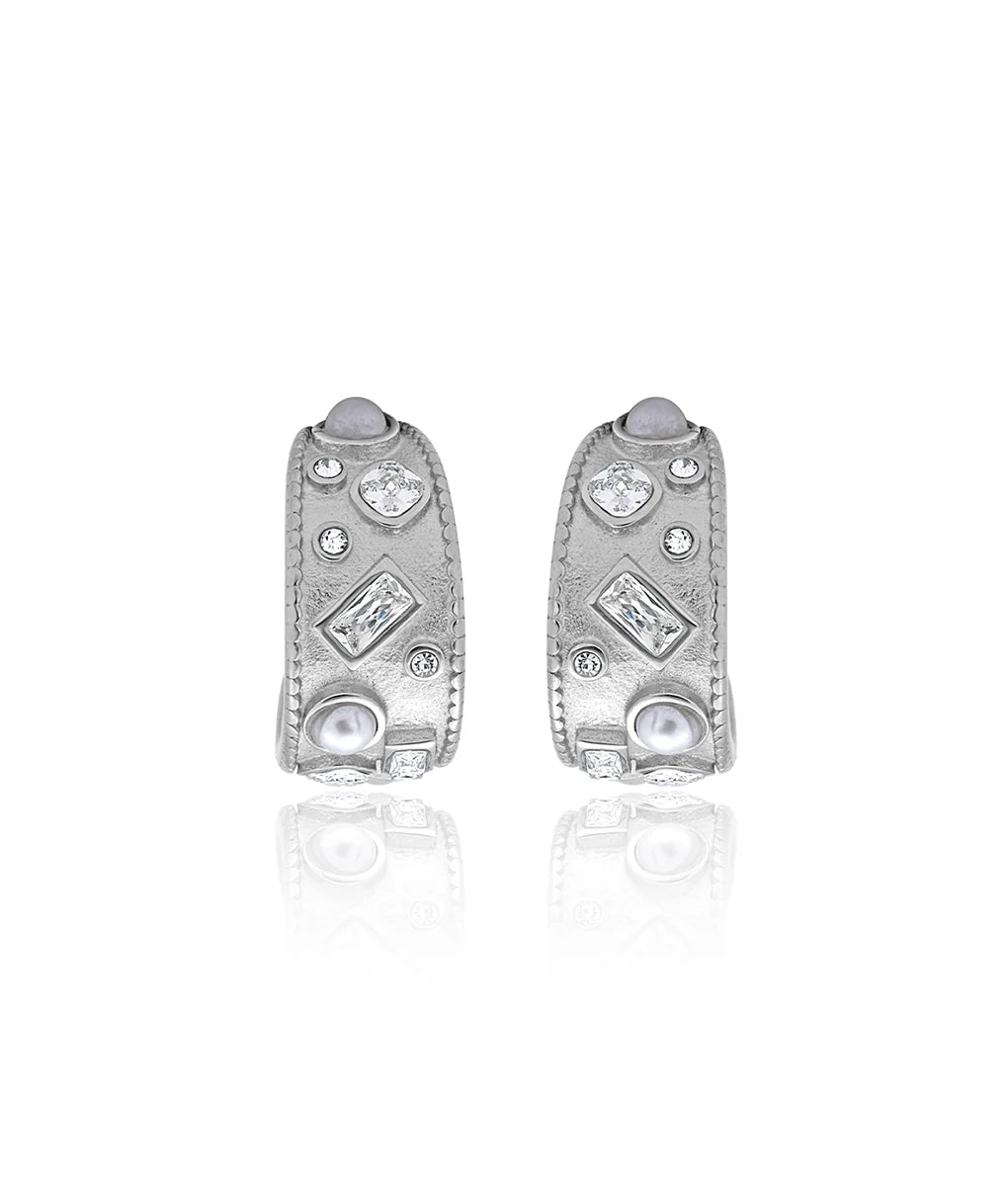 CEO Textured Gem Hoops