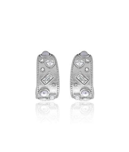 CEO Textured Gem Hoops
