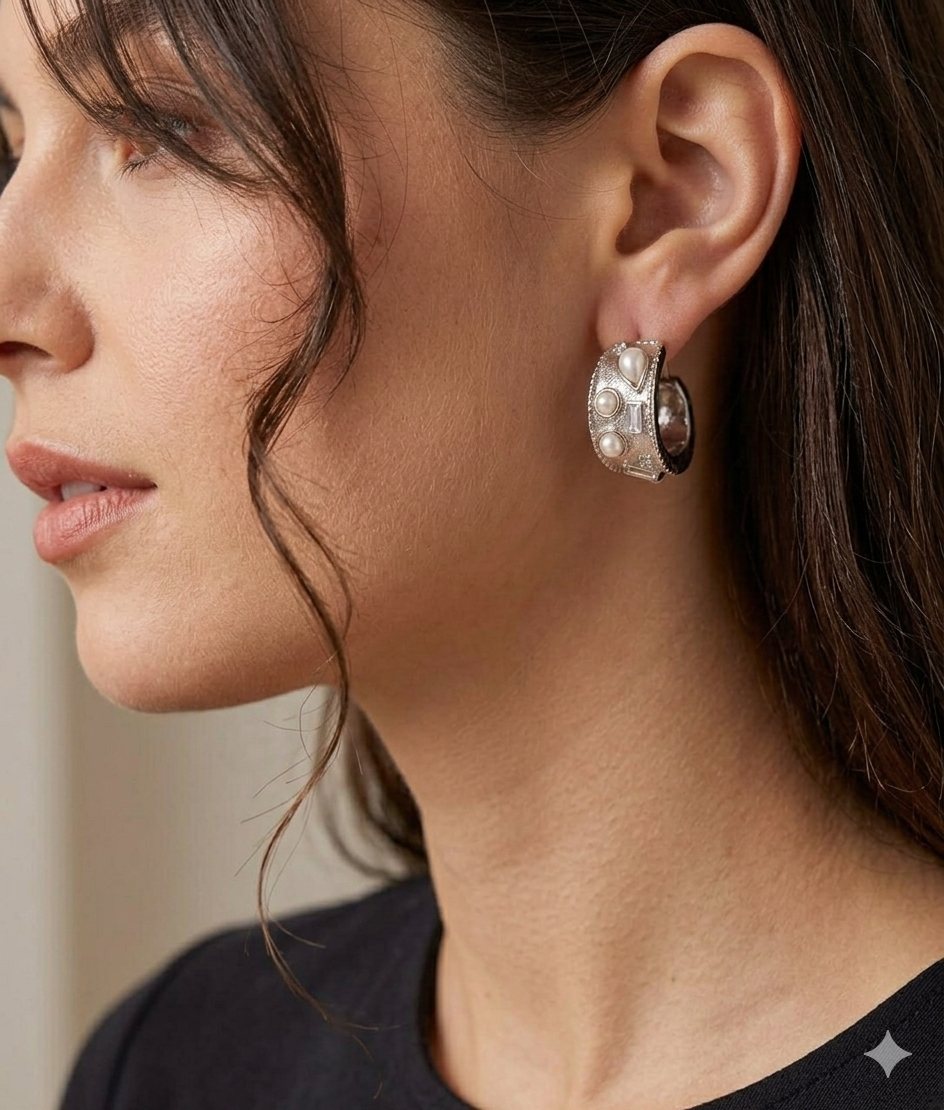 CEO Textured Gem Hoops