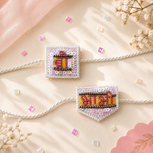 Bro Bhabhi Handmade Beaded Rakhi