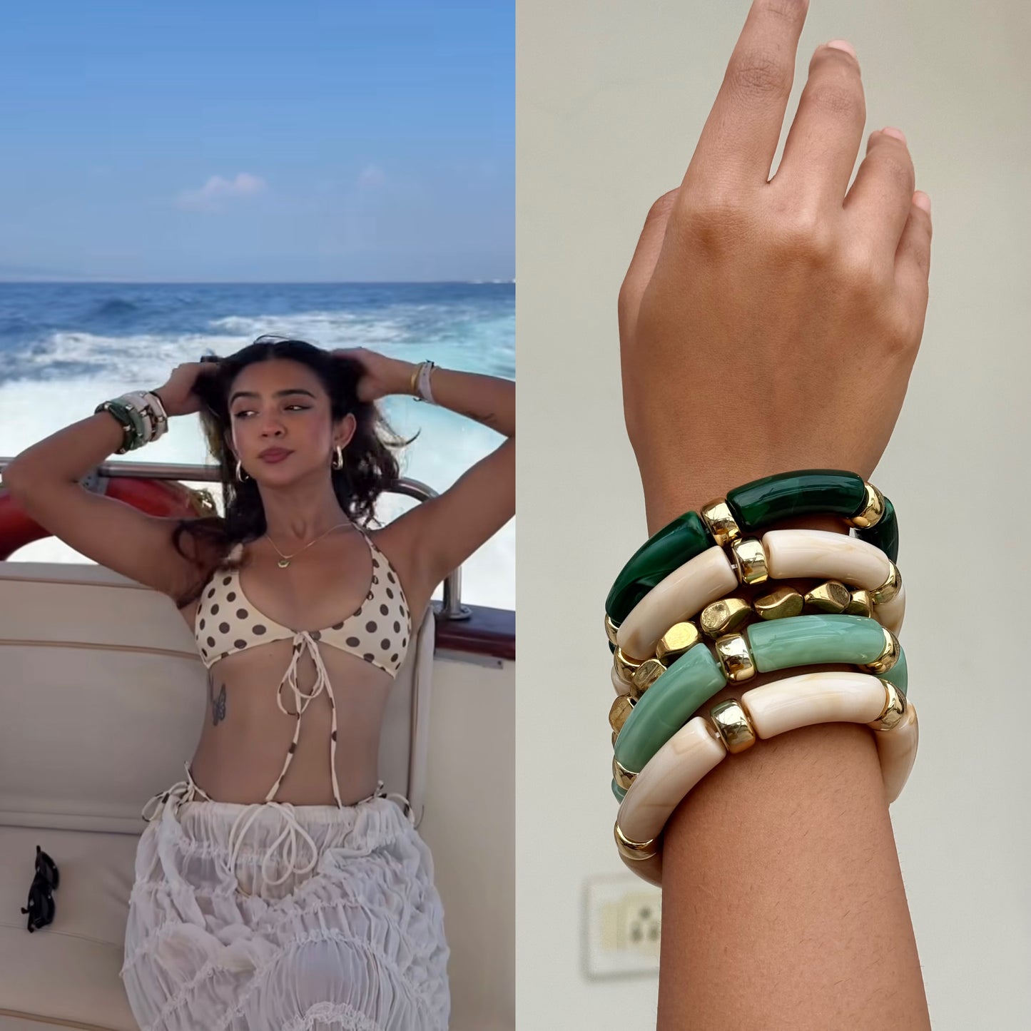 Rebel Kid Stack of 4 Retro Acrylic Bracelets + 1 Complimentary Gold-Tone Bracelet