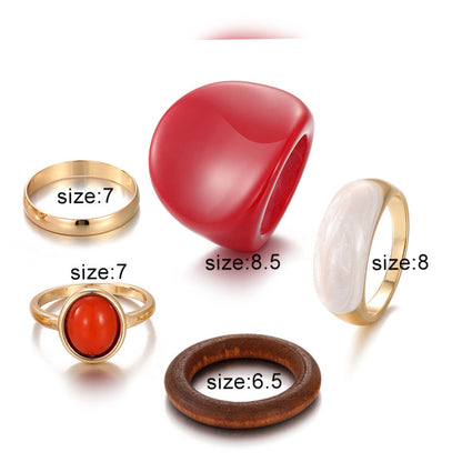 Rose Rush Resin Rings Set of 5