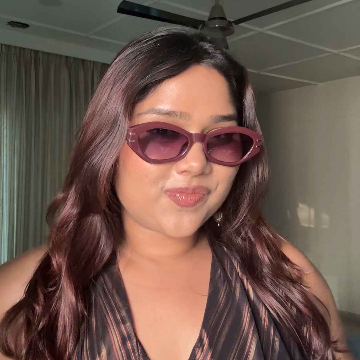 Burgundy Cat Eye Sunglasses