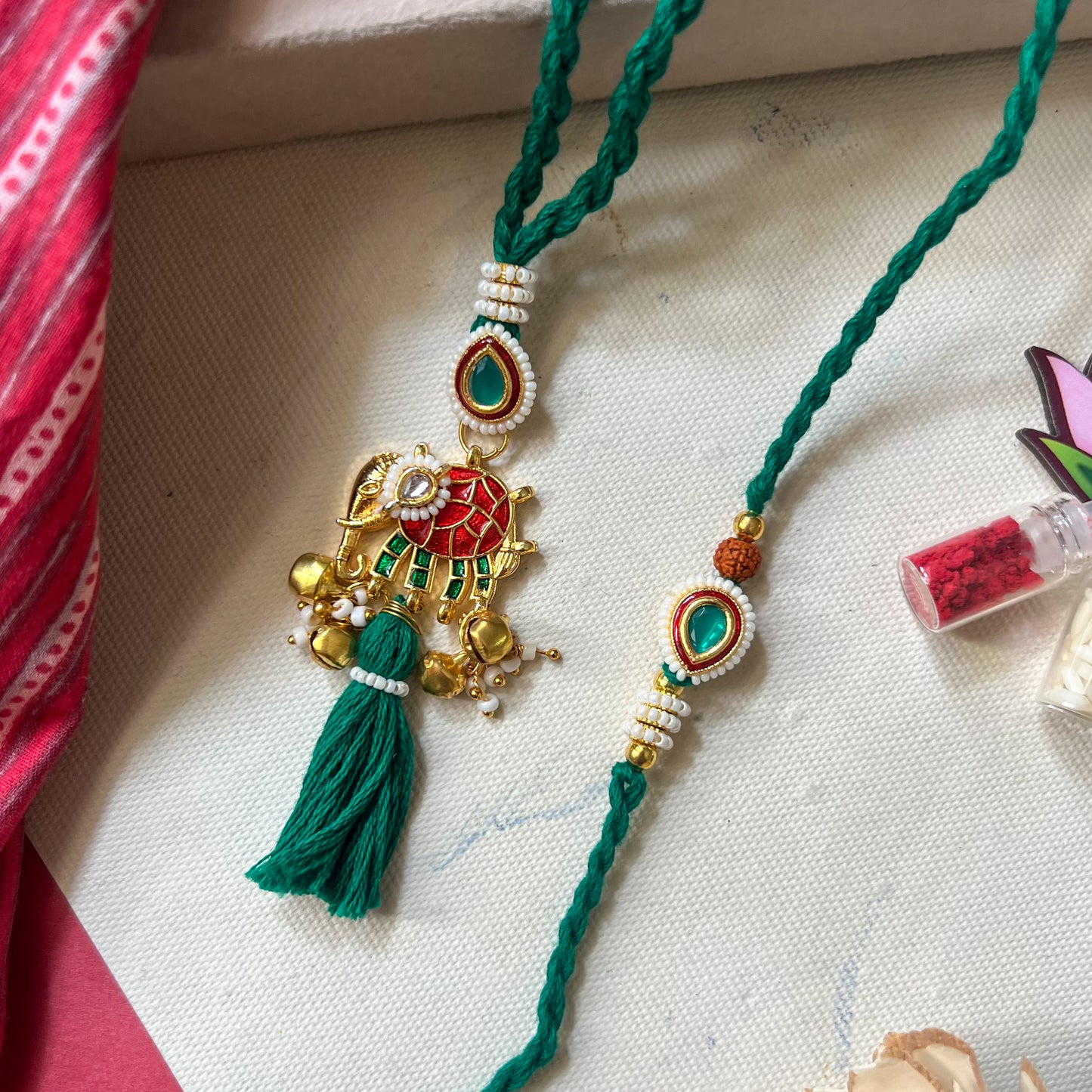 Shubh Emerald Bhai-Bhabhi Rakhi & Lumba Set