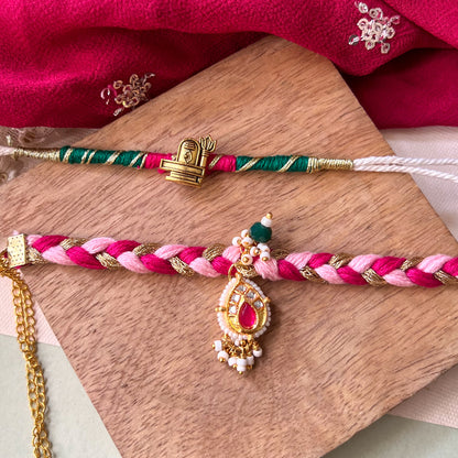 Shivling Bhai-Bhabhi Rakhi & Lumba Set