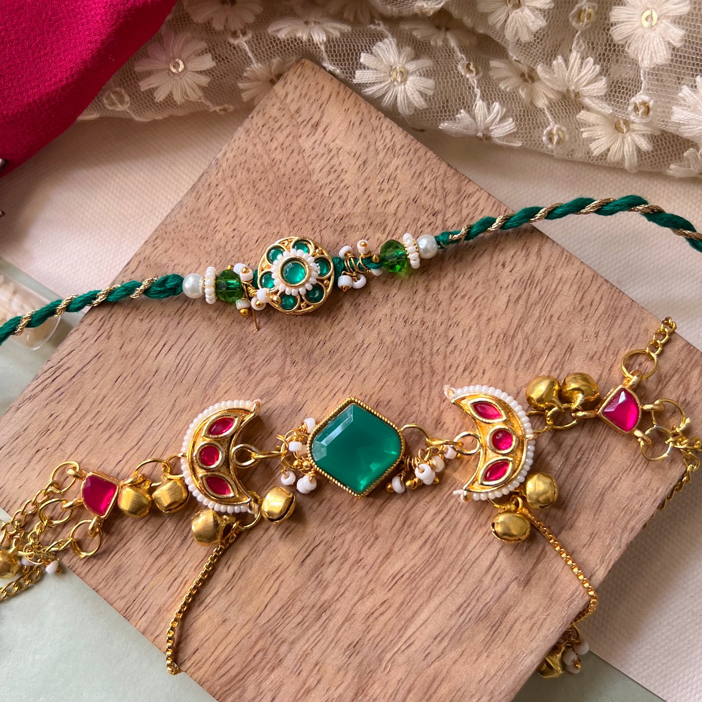 Emerald Royale Bhai-Bhabhi Rakhi & Lumba Set