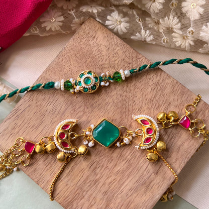 Emerald Royale Bhai-Bhabhi Rakhi & Lumba Set
