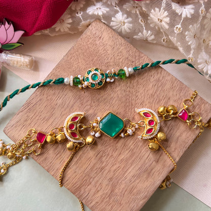 Emerald Royale Bhai-Bhabhi Rakhi & Lumba Set