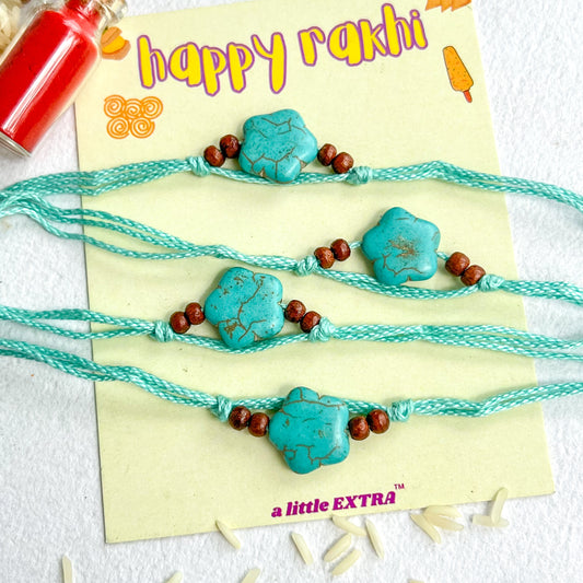 Turquoise Flower Rakhi