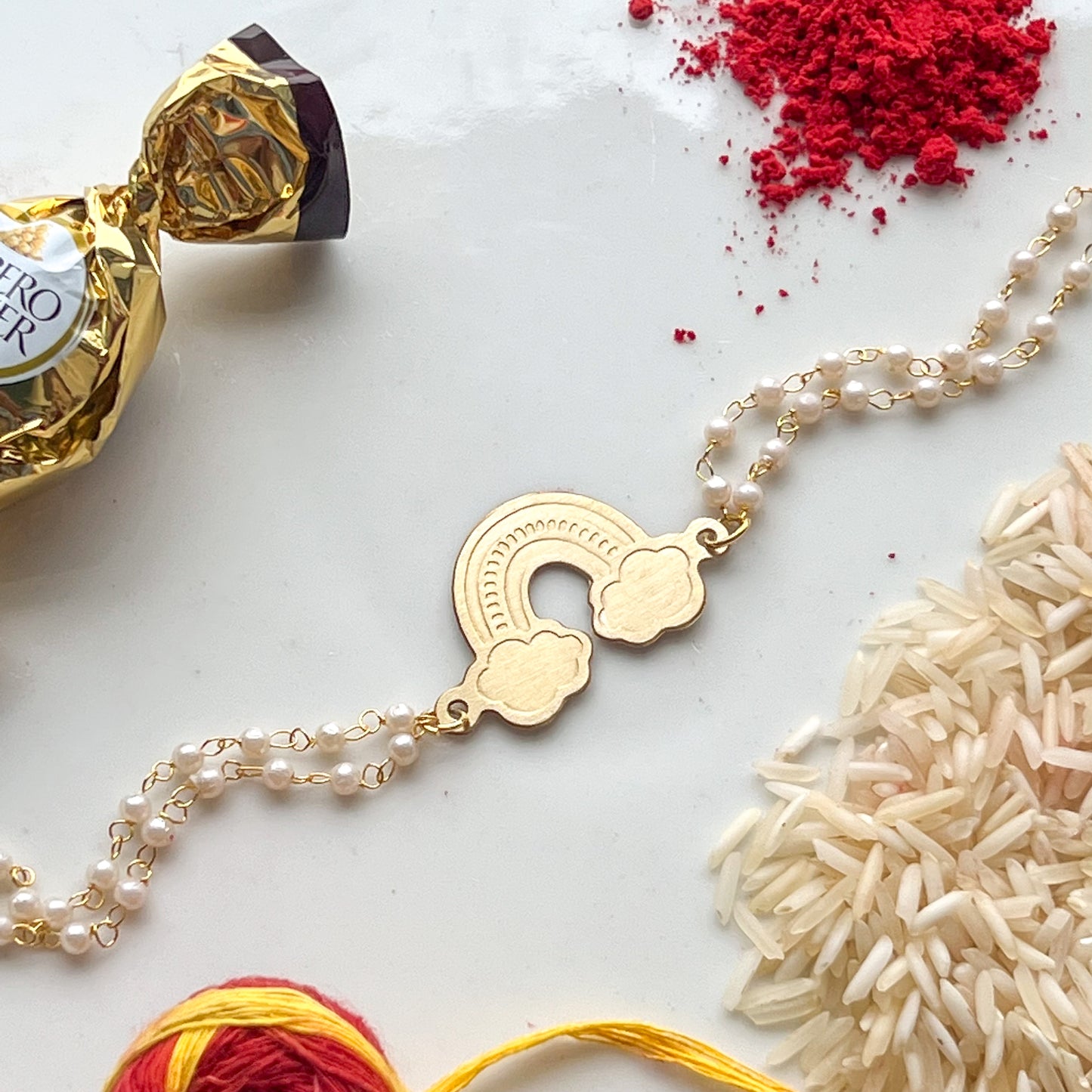 Rainbow Pearl Brass Bracelet