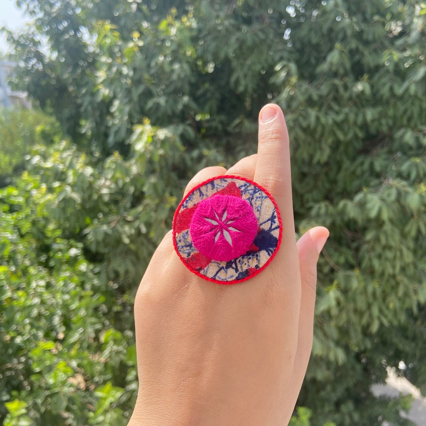 Phool Fabric Ring (Pink)