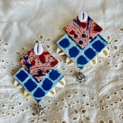 Shelly Blue Fabric Earrings