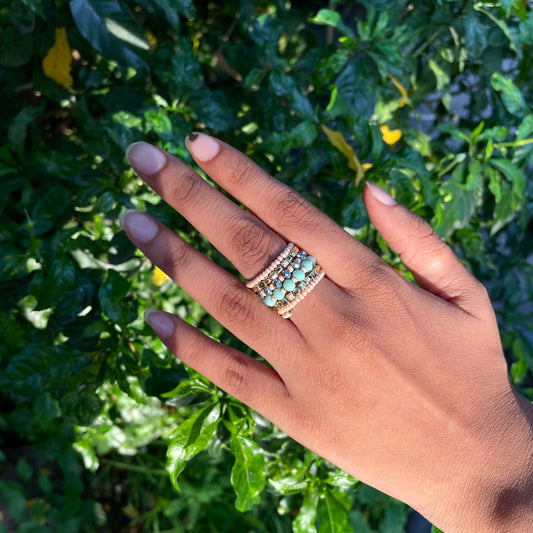 Pastel Pink Spiral Beaded Ring