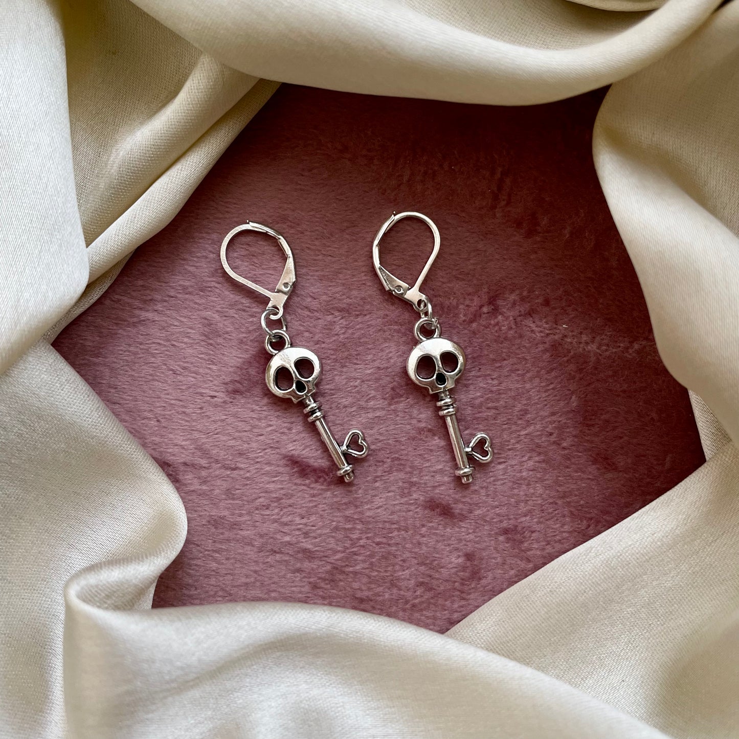 Skull Silver Oxidised Earrings