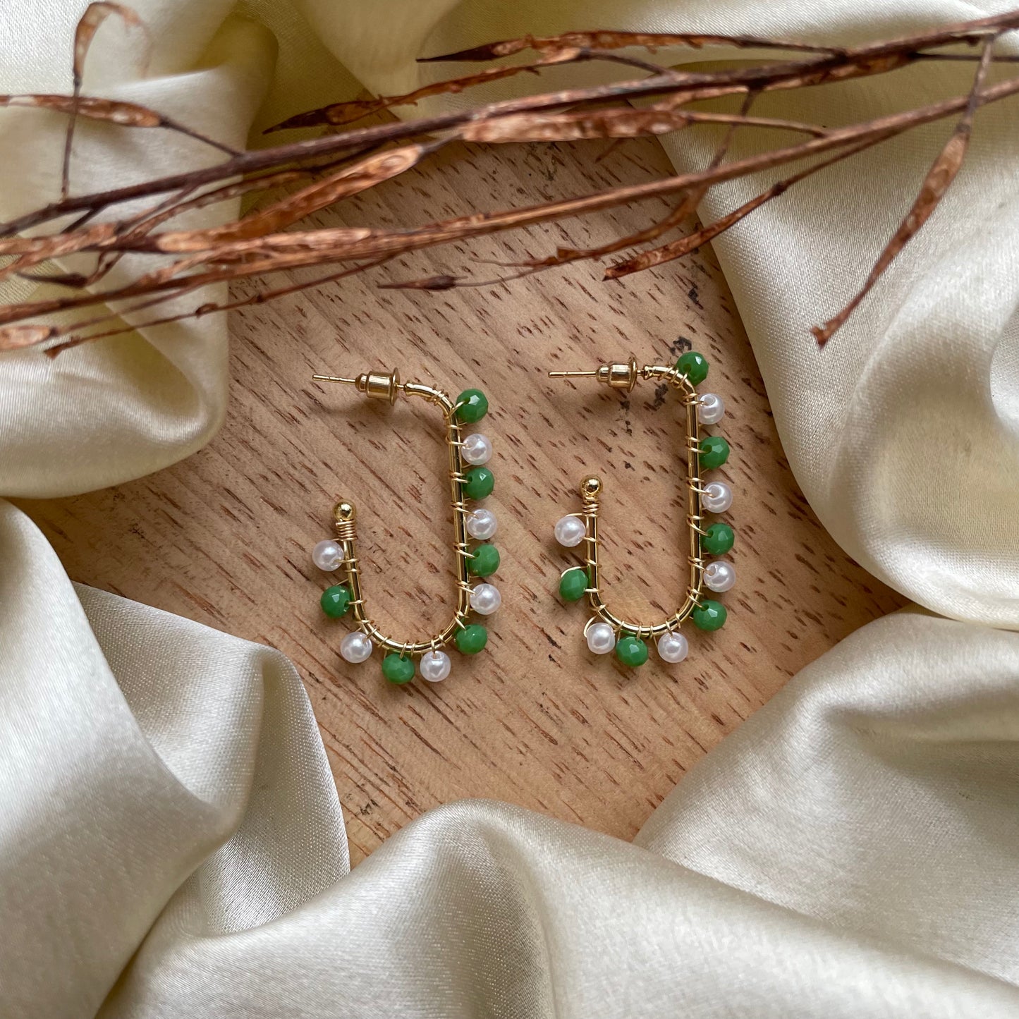 Stacy Gold Earrings (Green)