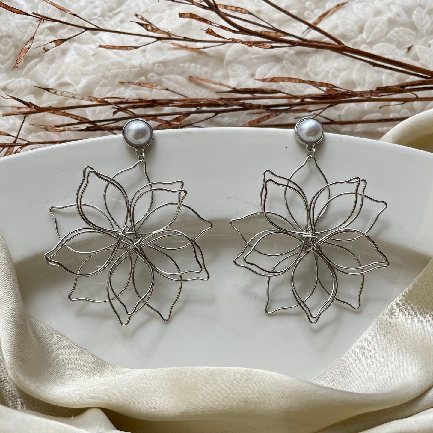 Floral Mess Earrings (Silver)