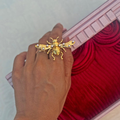 Gilded Bee Statement Ring