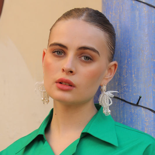 Prom White Pearl Earrings