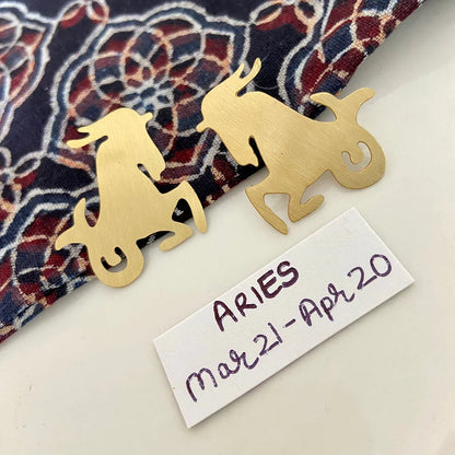 Brass Zodiac Sign Earring