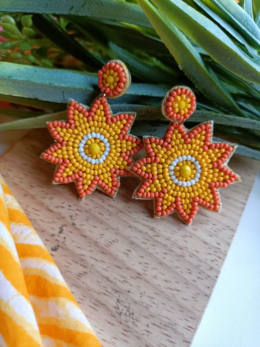 Sun Handmade Beaded Earrings