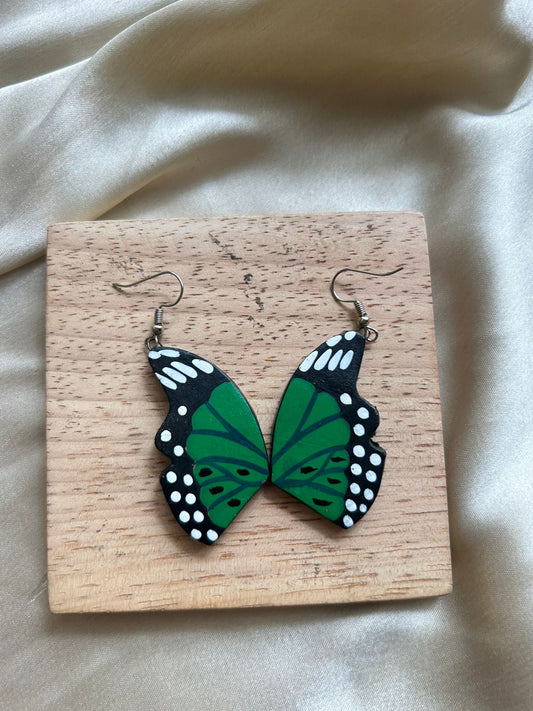 Green Butterfly Terracotta Earrings