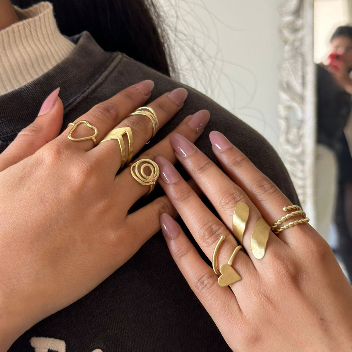 Dainty Brass Rings Combo of 7