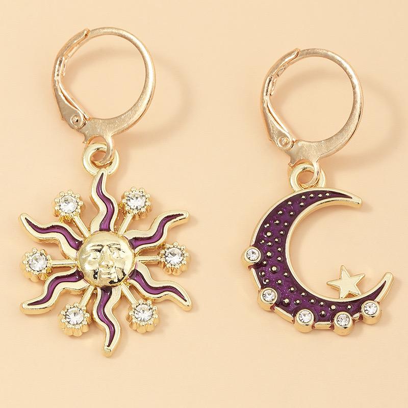 Sun Moon Alloy Earrings