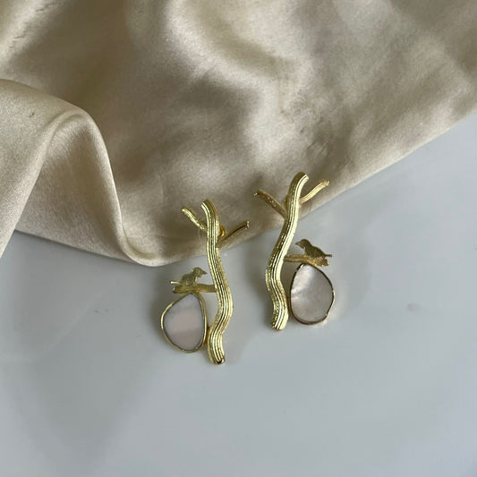 Inaya Bird with Stud Metal Earrings
