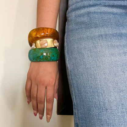 Resin Brass Bracelet Set of 3