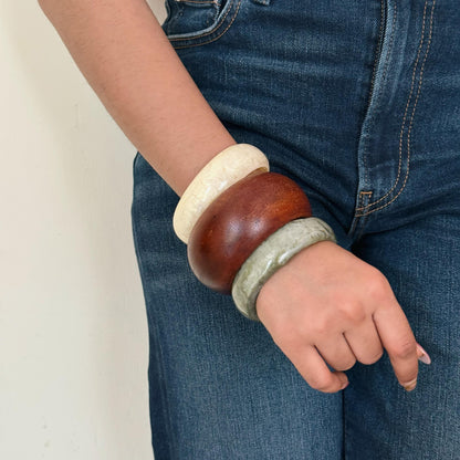 Earthly Brown Wooden Bangle Combo